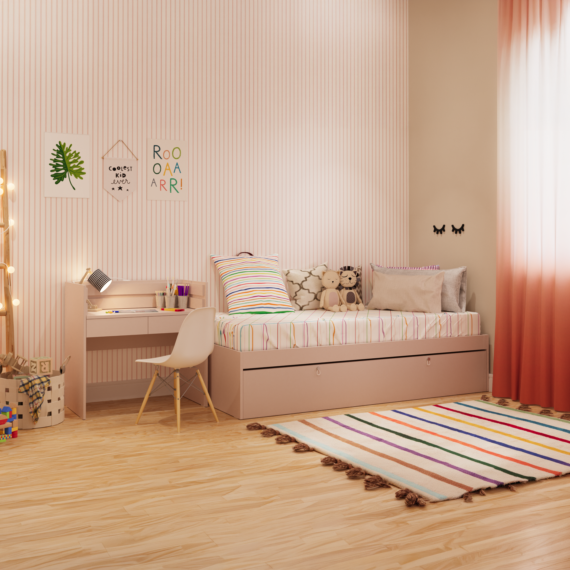 Cama com 2 gavetas e escrivaninha crescer