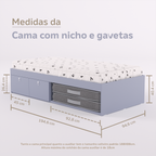 Cama Duas Gavetas e Nicho para Colchonete