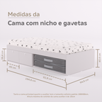 Cama Duas Gavetas e Nicho para Colchonete
