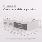 Cama Duas Gavetas e Nicho para Colchonete