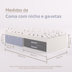 Cama Duas Gavetas e Nicho para Colchonete