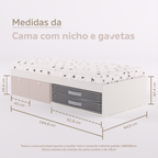 Cama Duas Gavetas e Nicho para Colchonete