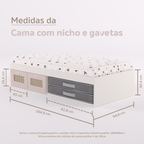 Cama Duas Gavetas e Nicho para Colchonete
