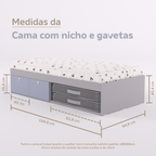Cama Duas Gavetas e Nicho para Colchonete
