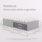 Cama Duas Gavetas e Nicho para Colchonete