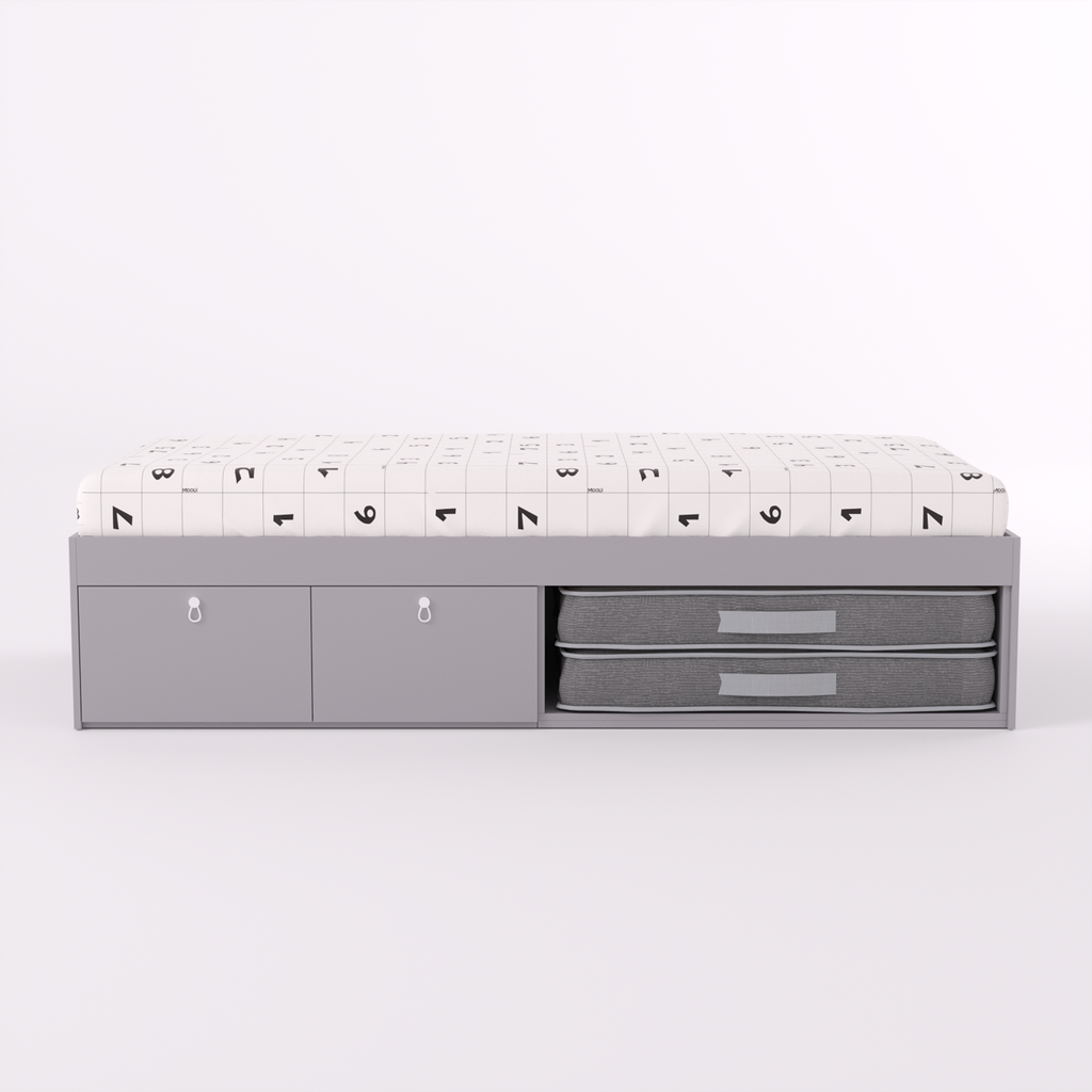 Cama com 2 gavetas, escrivaninha crescer e gaveteiro