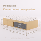 Cama Duas Gavetas e Nicho para Colchonete