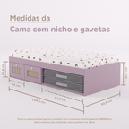 Cama Duas Gavetas e Nicho para Colchonete