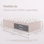 Cama Duas Gavetas e Nicho para Colchonete