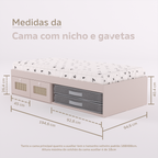 Cama Duas Gavetas e Nicho para Colchonete