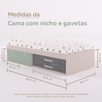 Cama Duas Gavetas e Nicho para Colchonete