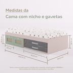 Cama Duas Gavetas e Nicho para Colchonete