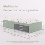 Cama Duas Gavetas e Nicho para Colchonete