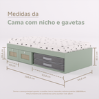 Cama Duas Gavetas e Nicho para Colchonete