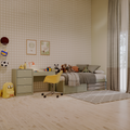 Cama com 2 gavetas, escrivaninha crescer e gaveteiro