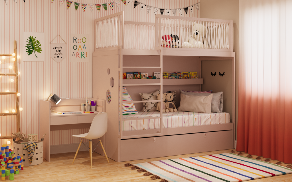 X Mezanino com escada marinheiro + cama com nicho + escrivaninha crescer
