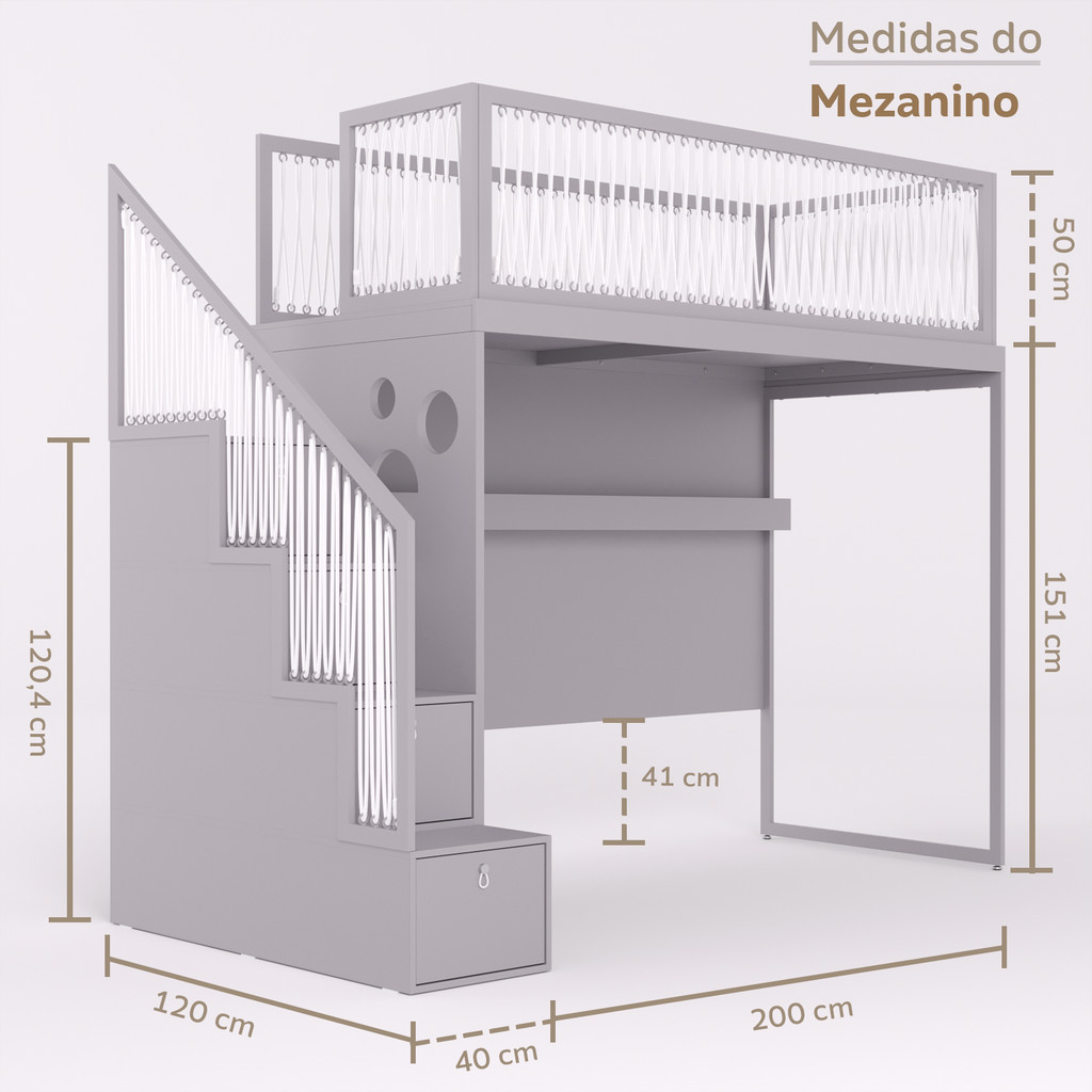 Mezanino com Escada Gavetões