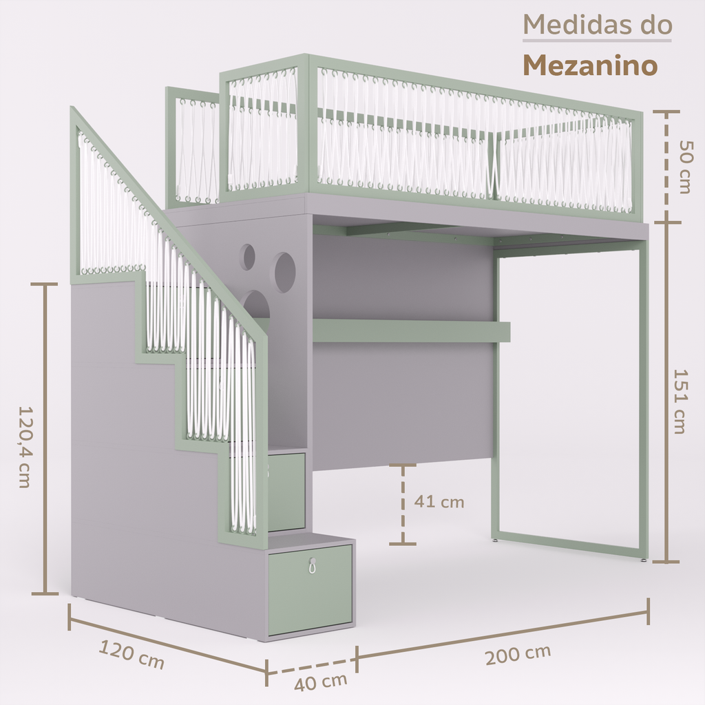 Mezanino com Escada Gavetões