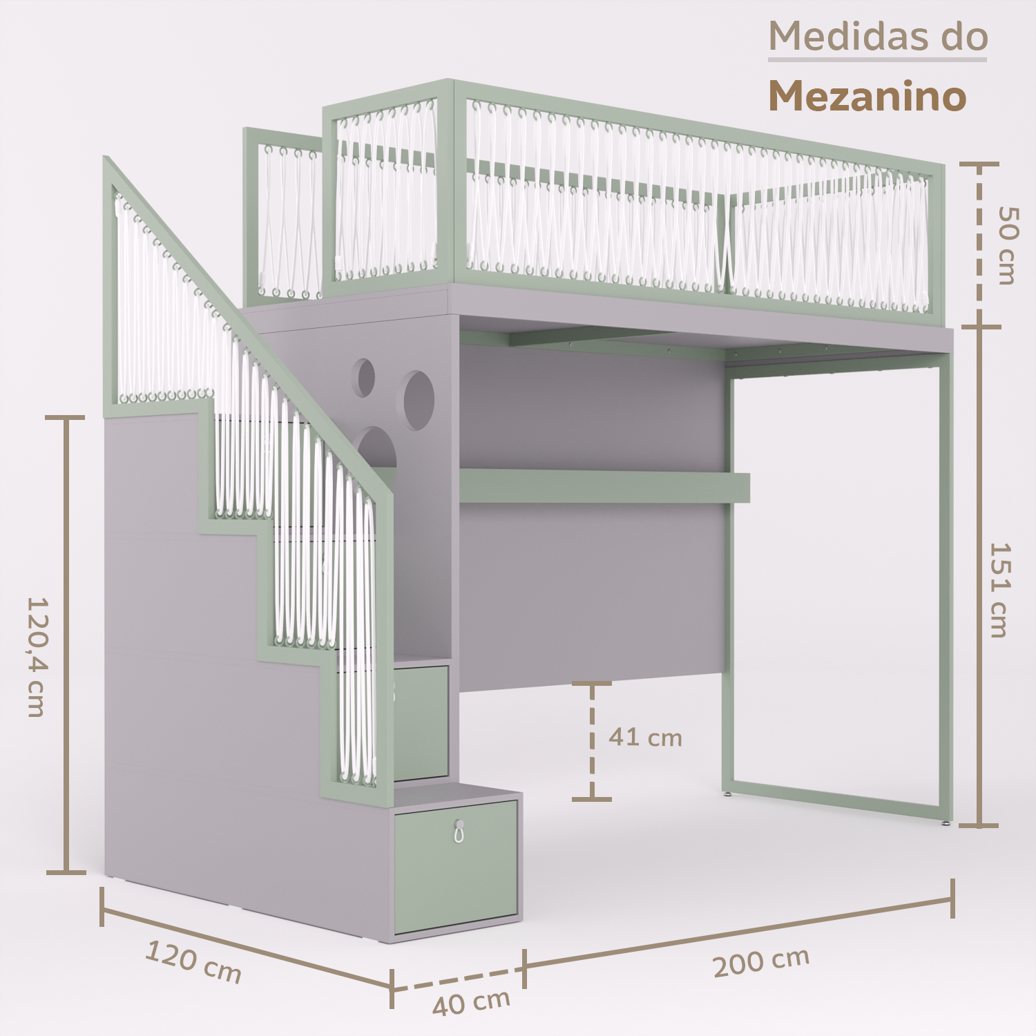 Mezanino com Escada Gavetões