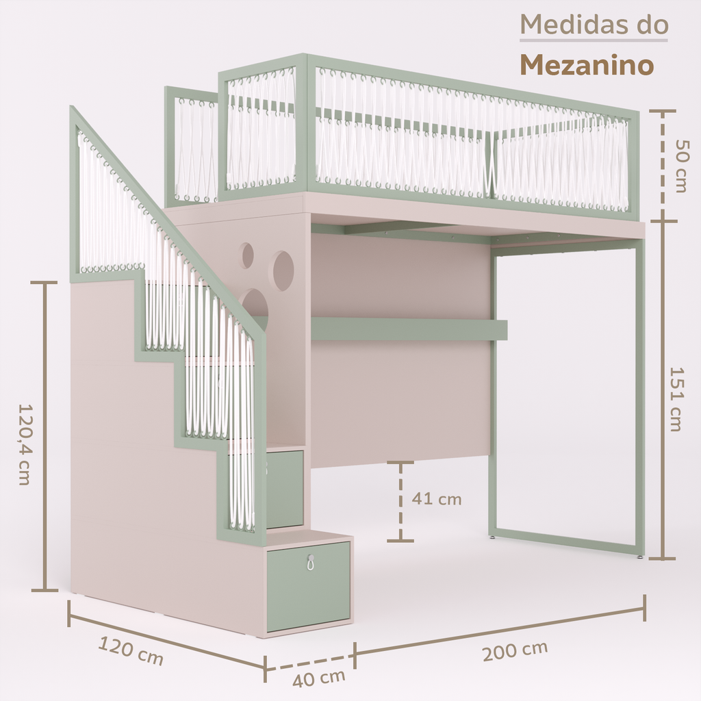 Mezanino com Escada Gavetões