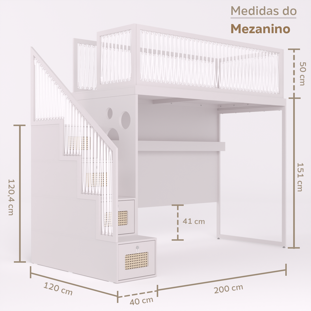 Mezanino com Escada Gavetões