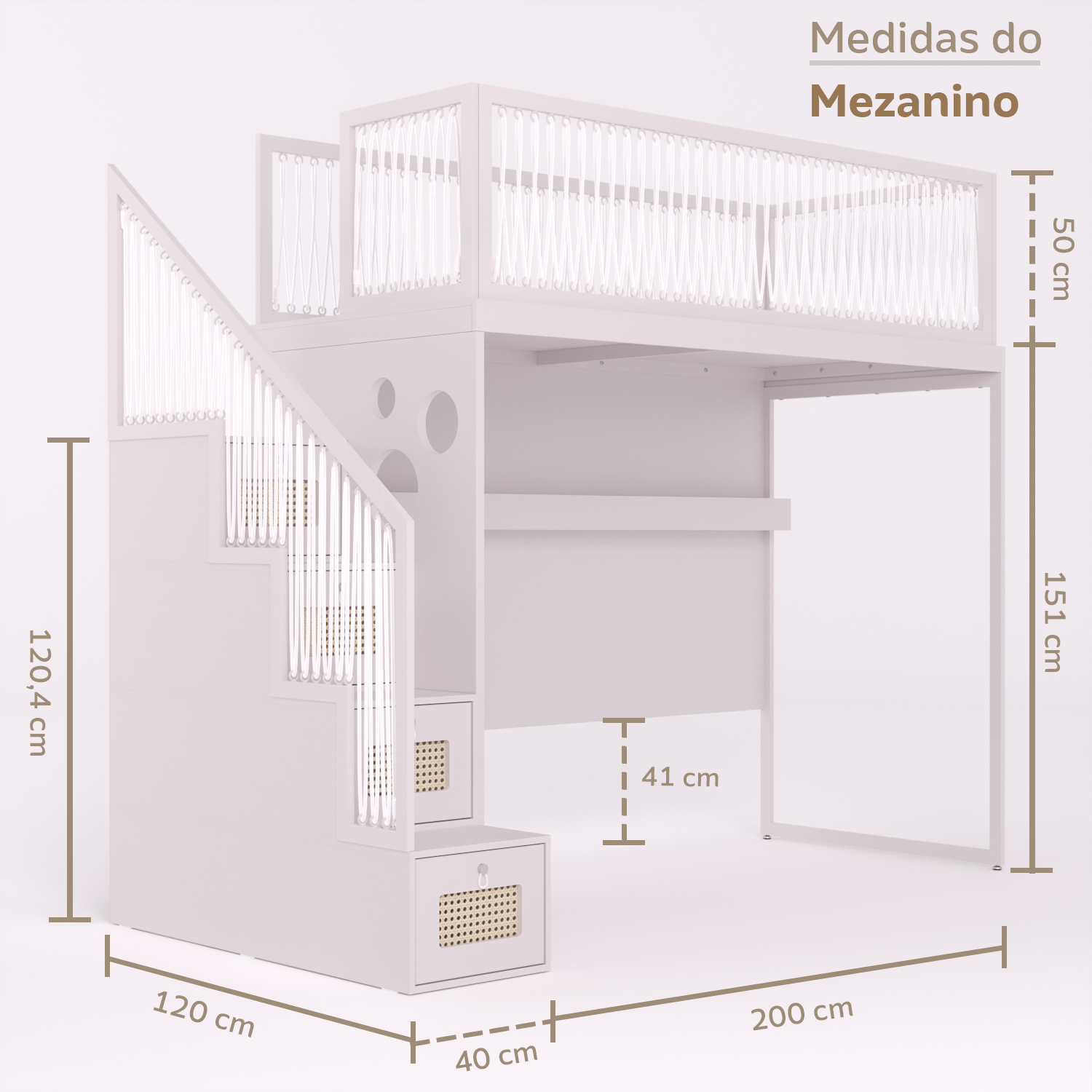 Mezanino com Escada Gavetões