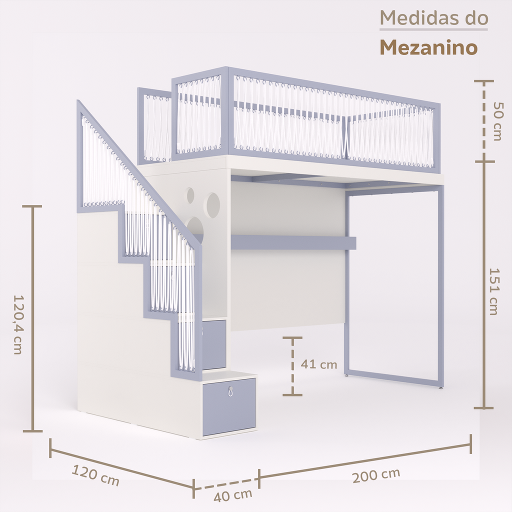 Mezanino com Escada Gavetões