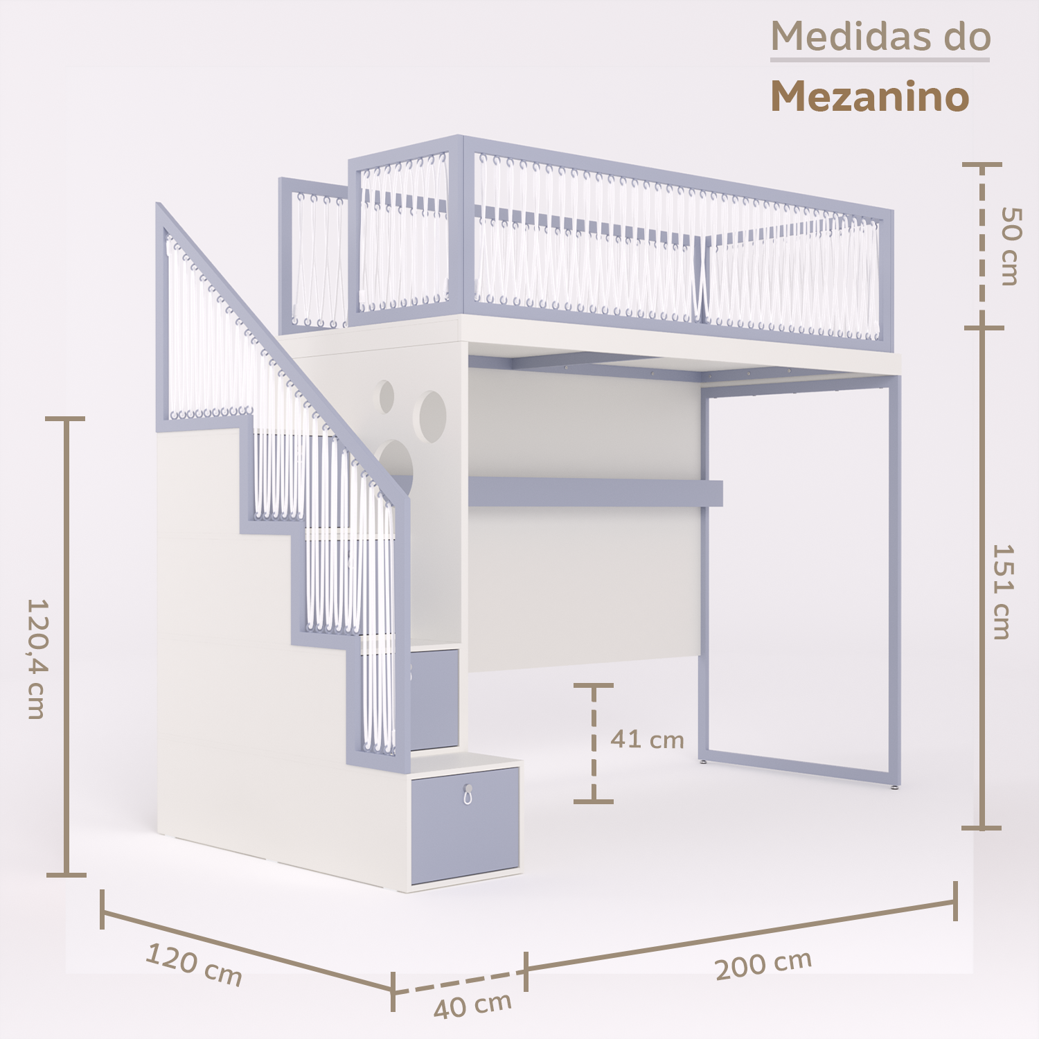Mezanino com Escada Gavetões