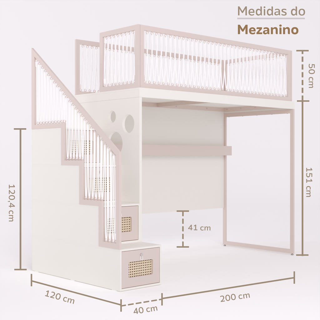 Mezanino com Escada Gavetões