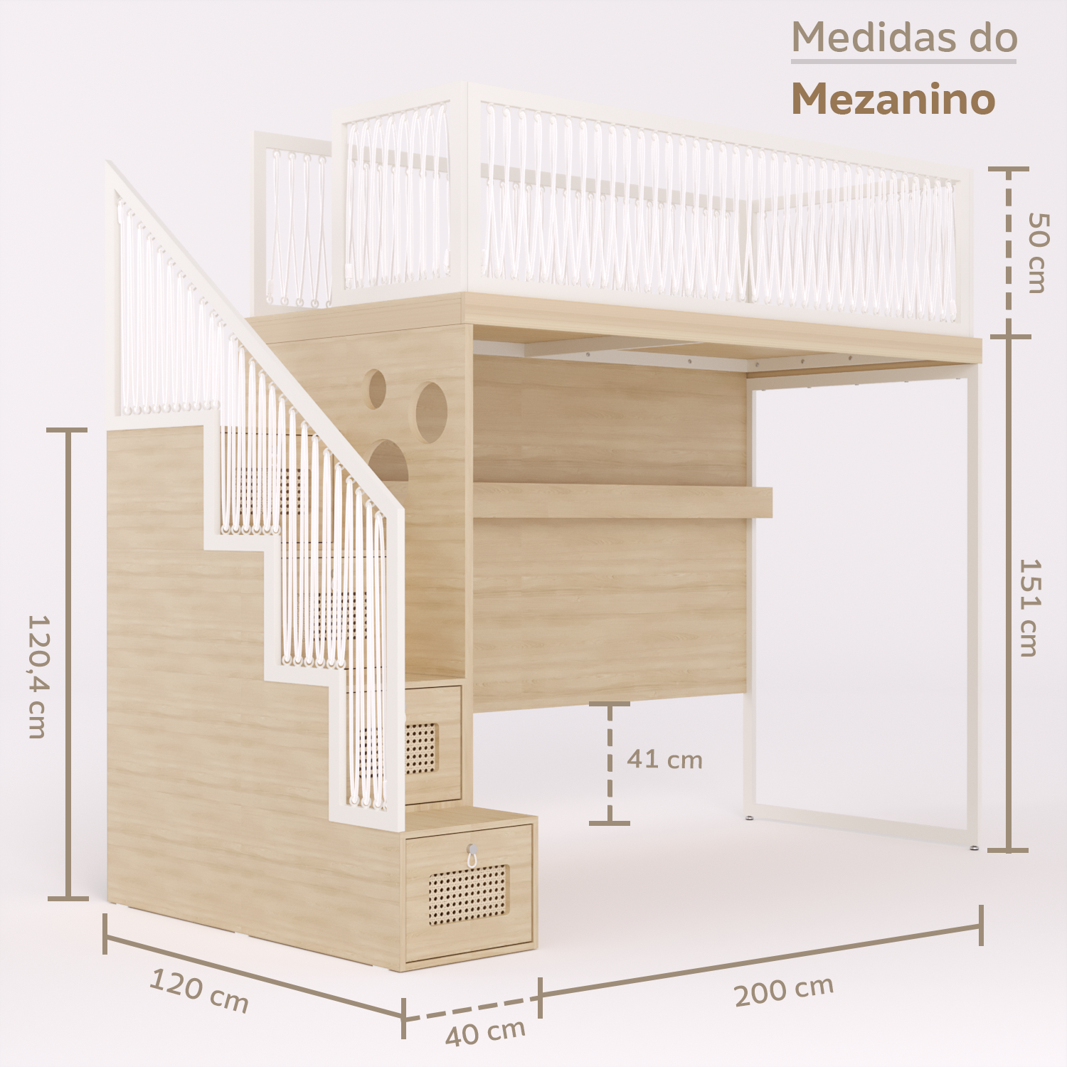 Mezanino com Escada Gavetões