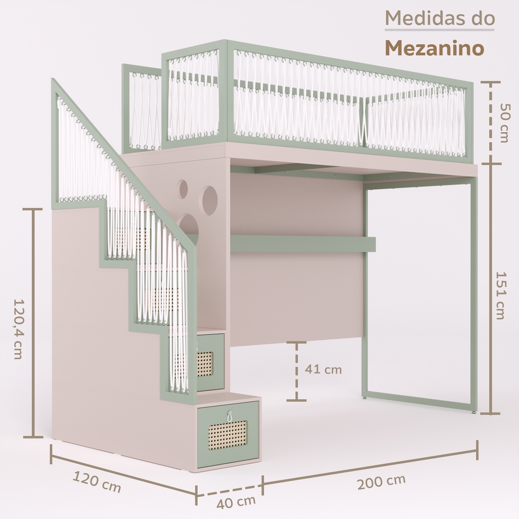 Mezanino com Escada Gavetões