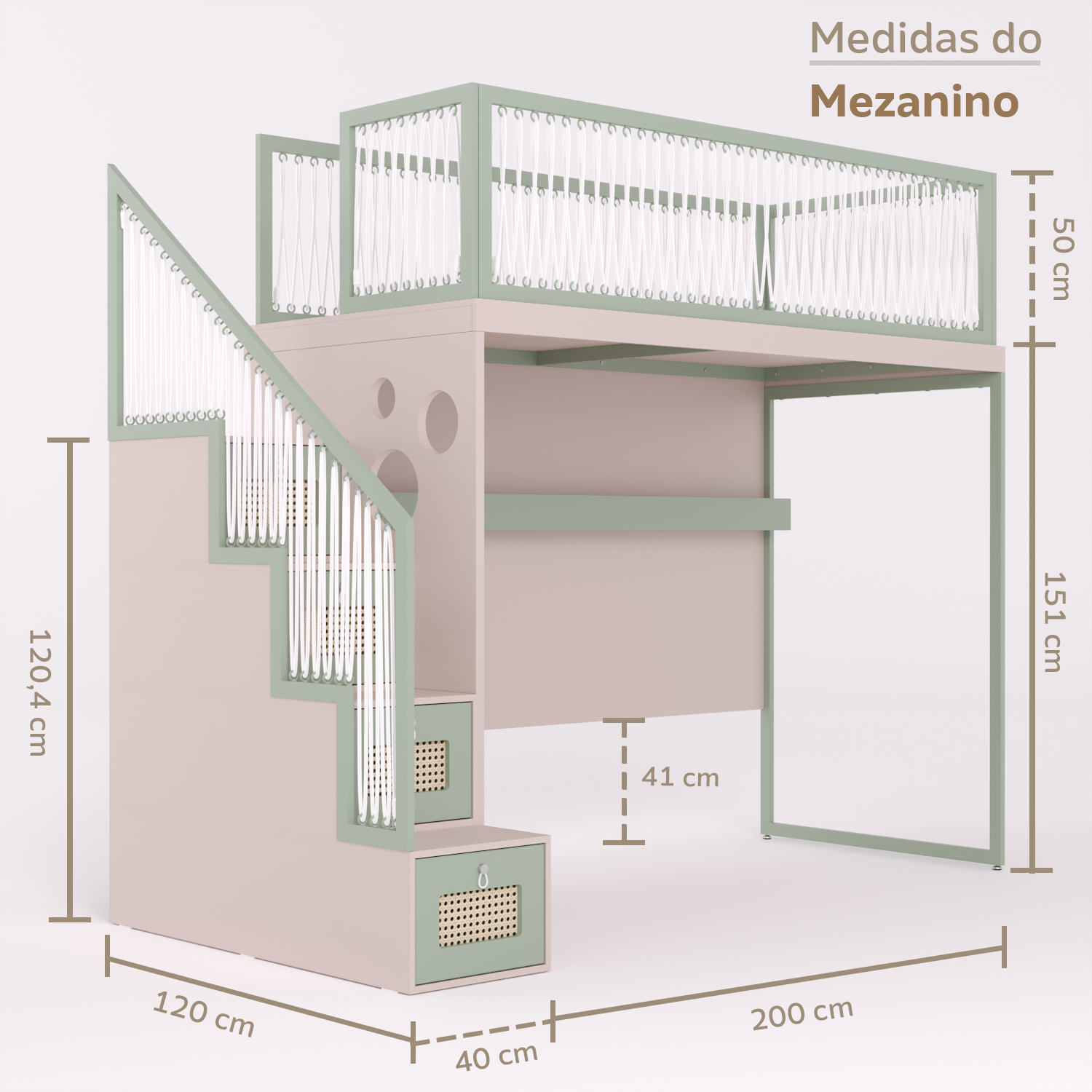 Mezanino com Escada Gavetões
