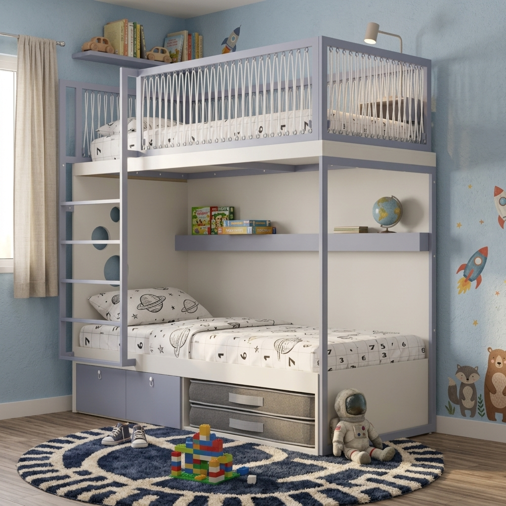 Mezanino com Cama 2 Gavetas e Nicho para Colchonete
