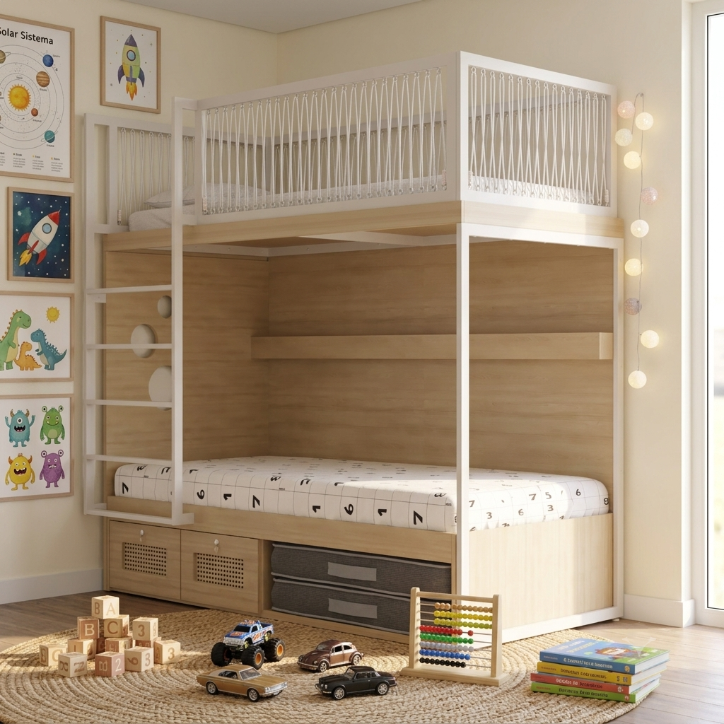 Mezanino com Cama 2 Gavetas e Nicho para Colchonete