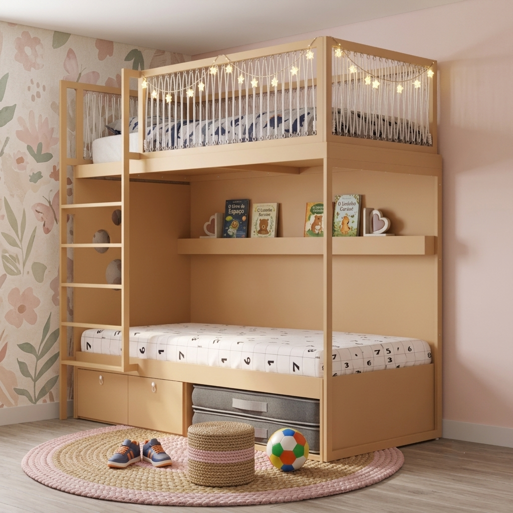 Mezanino com Cama 2 Gavetas e Nicho para Colchonete
