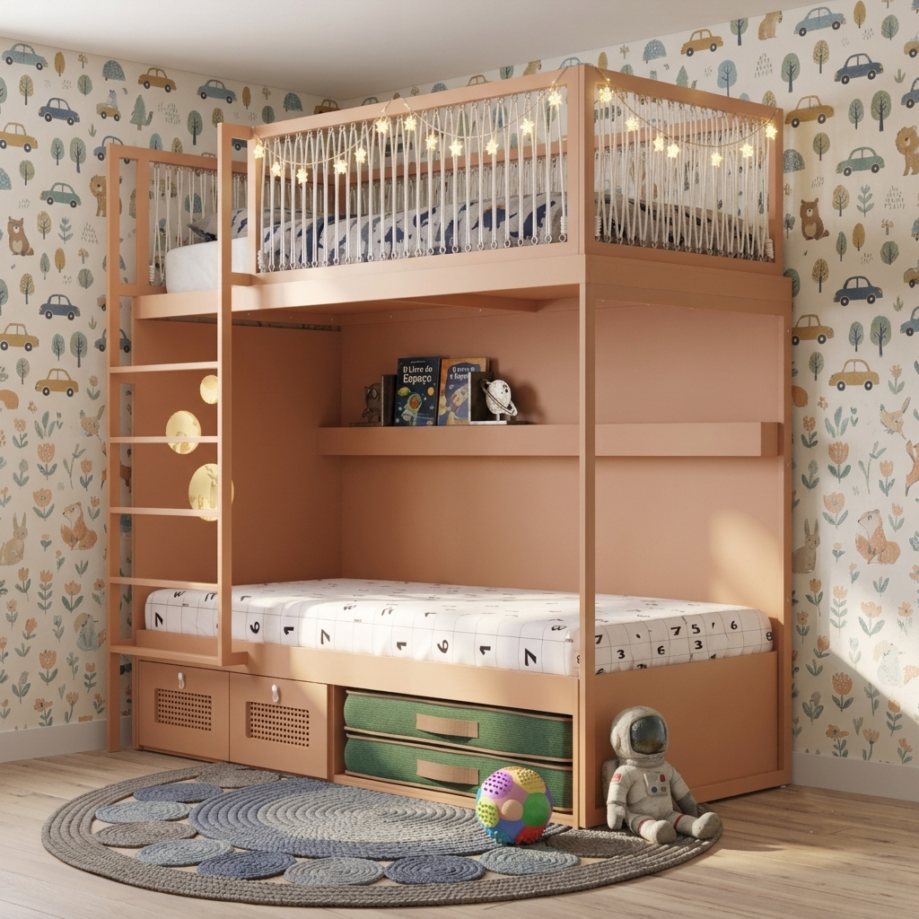 Mezanino com Cama 2 Gavetas e Nicho para Colchonete