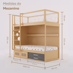 Mezanino com Cama 2 Gavetas e Nicho para Colchonete