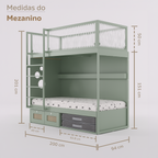 Mezanino com Cama 2 Gavetas e Nicho para Colchonete