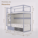 Mezanino com Cama 2 Gavetas e Nicho para Colchonete