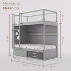 Mezanino com Cama 2 Gavetas e Nicho para Colchonete